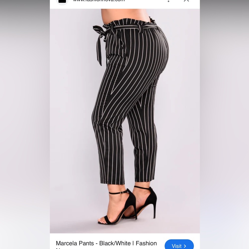Fashion Nova Marcela Black and White Pinstripe Cropped Pants 1X NWT